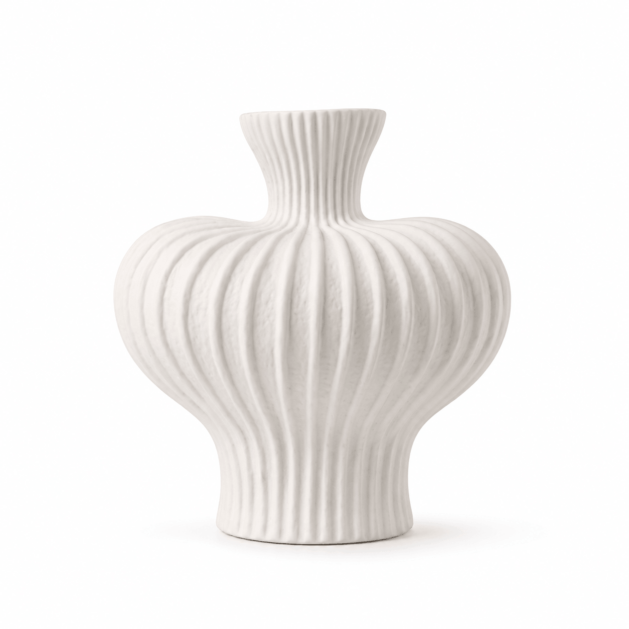 Sculptural Ribbed Ceramic Vase