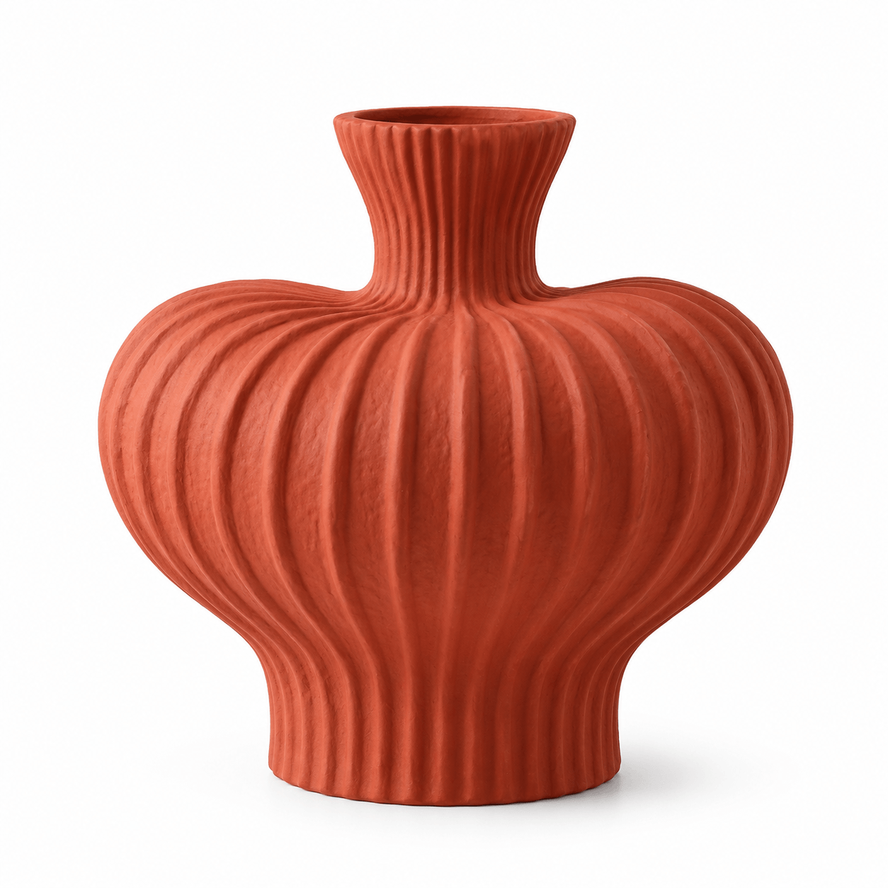 Sculptural Ribbed Ceramic Vase
