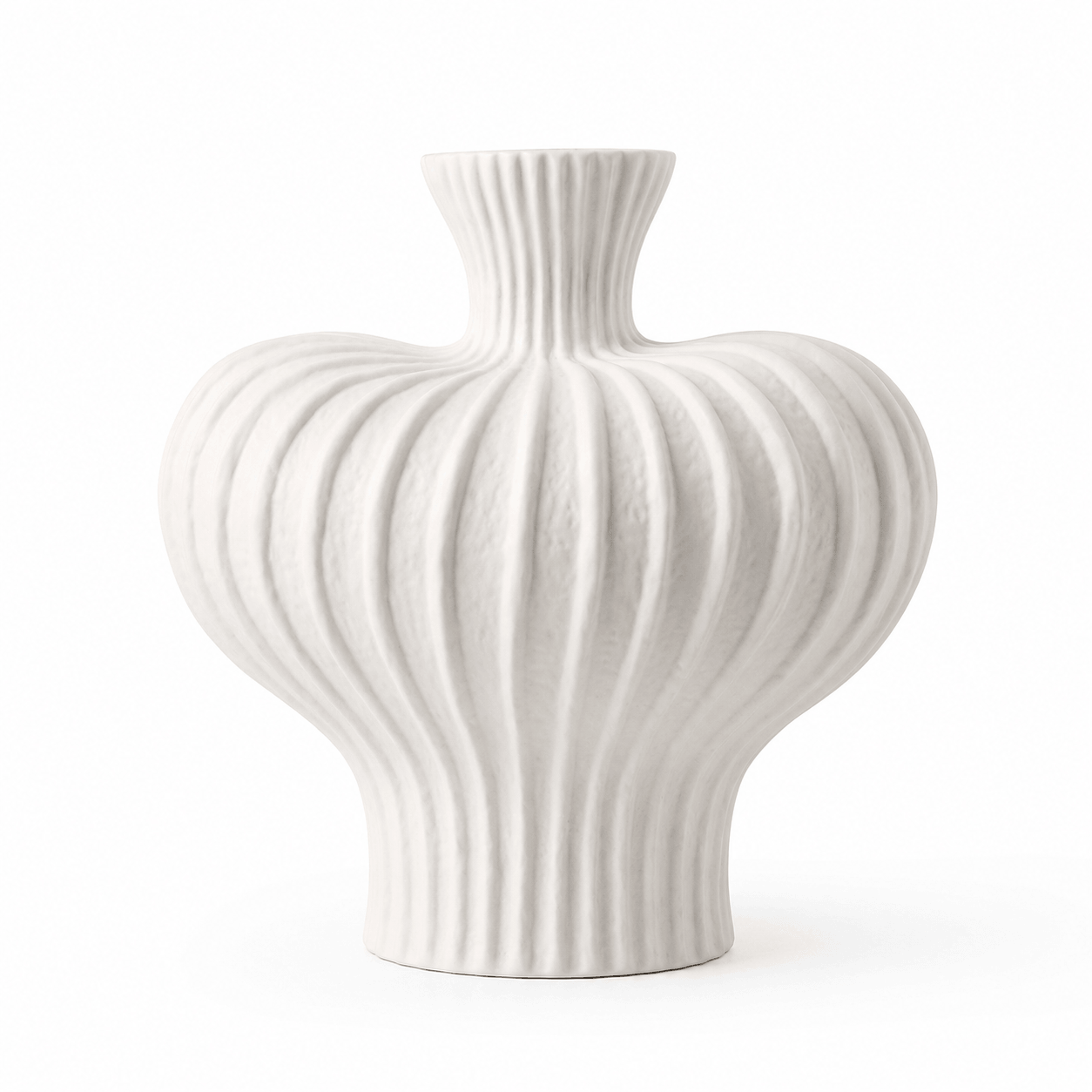 Sculptural Ribbed Ceramic Vase
