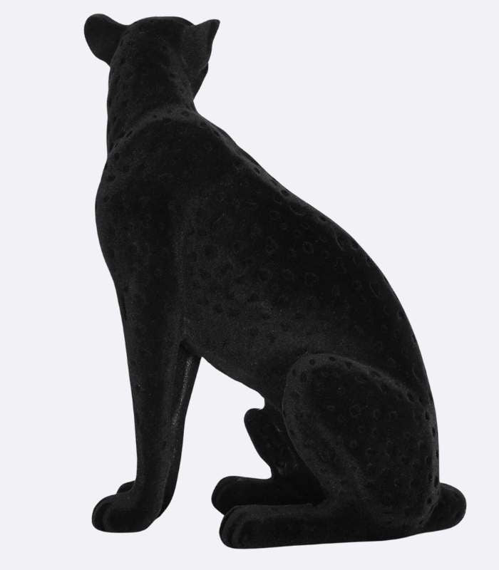Black Flocked Cheetah Sculpture