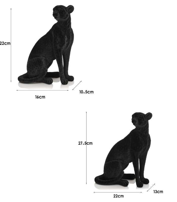 Black Flocked Cheetah Sculpture
