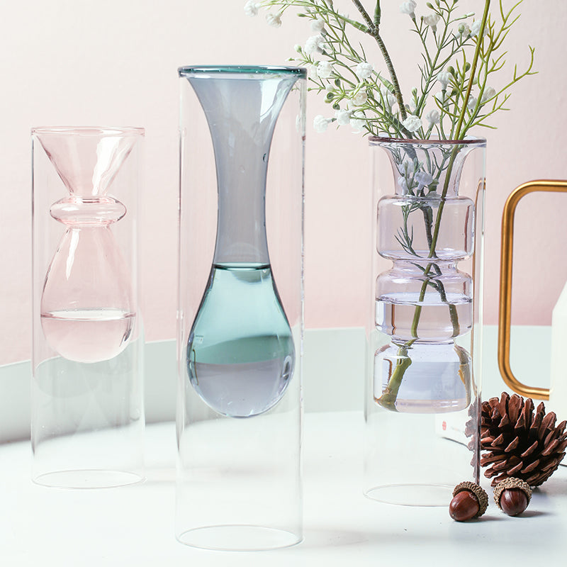 Inside Out Double Walled Glass Vase