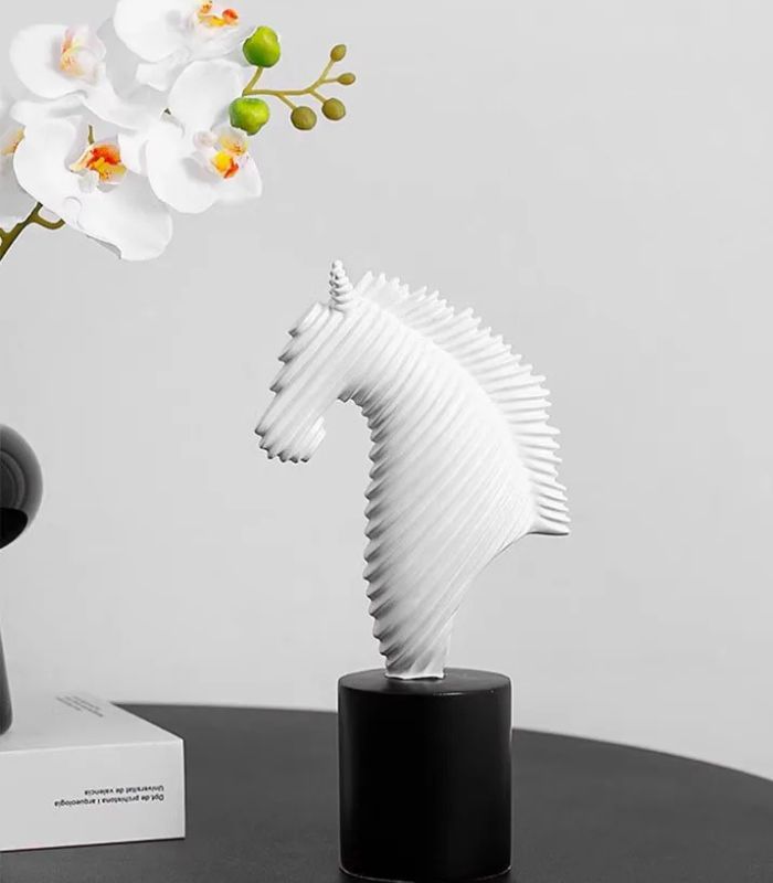 Ribbed Resin Horse Figurine 25 cm