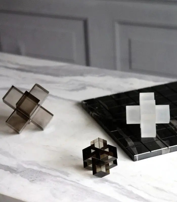 Modern Geometric Crystal Glass Sculpture