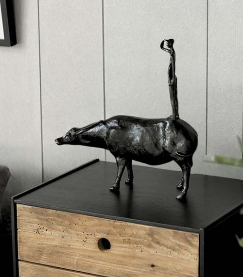Abstract Man and Bull Resin Sculpture 37 cm