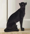 Black Flocked Cheetah Sculpture