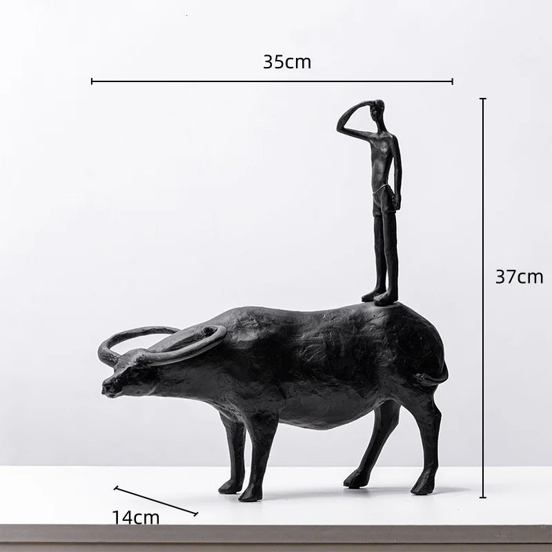 Abstract Man and Bull Resin Sculpture 37 cm