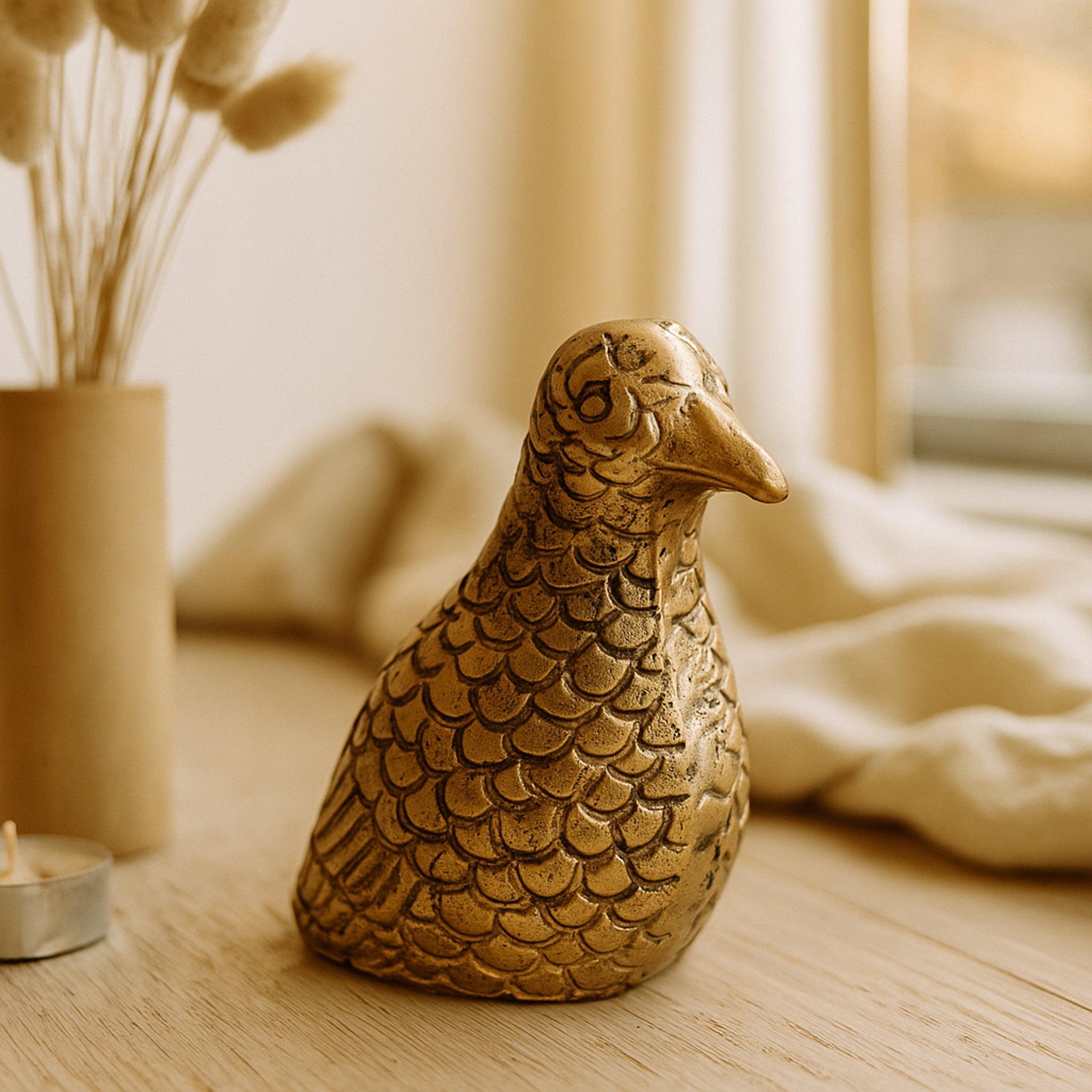 Antique Brass Dove Bird Statue
