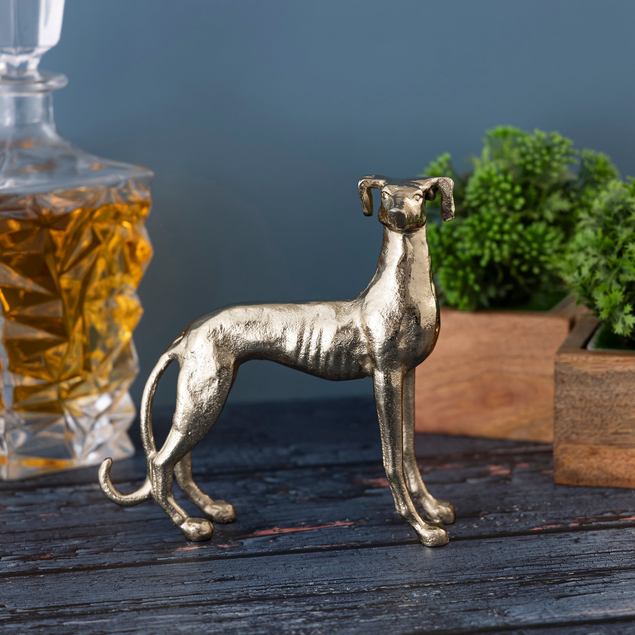 Gold Greyhound Dog Statue