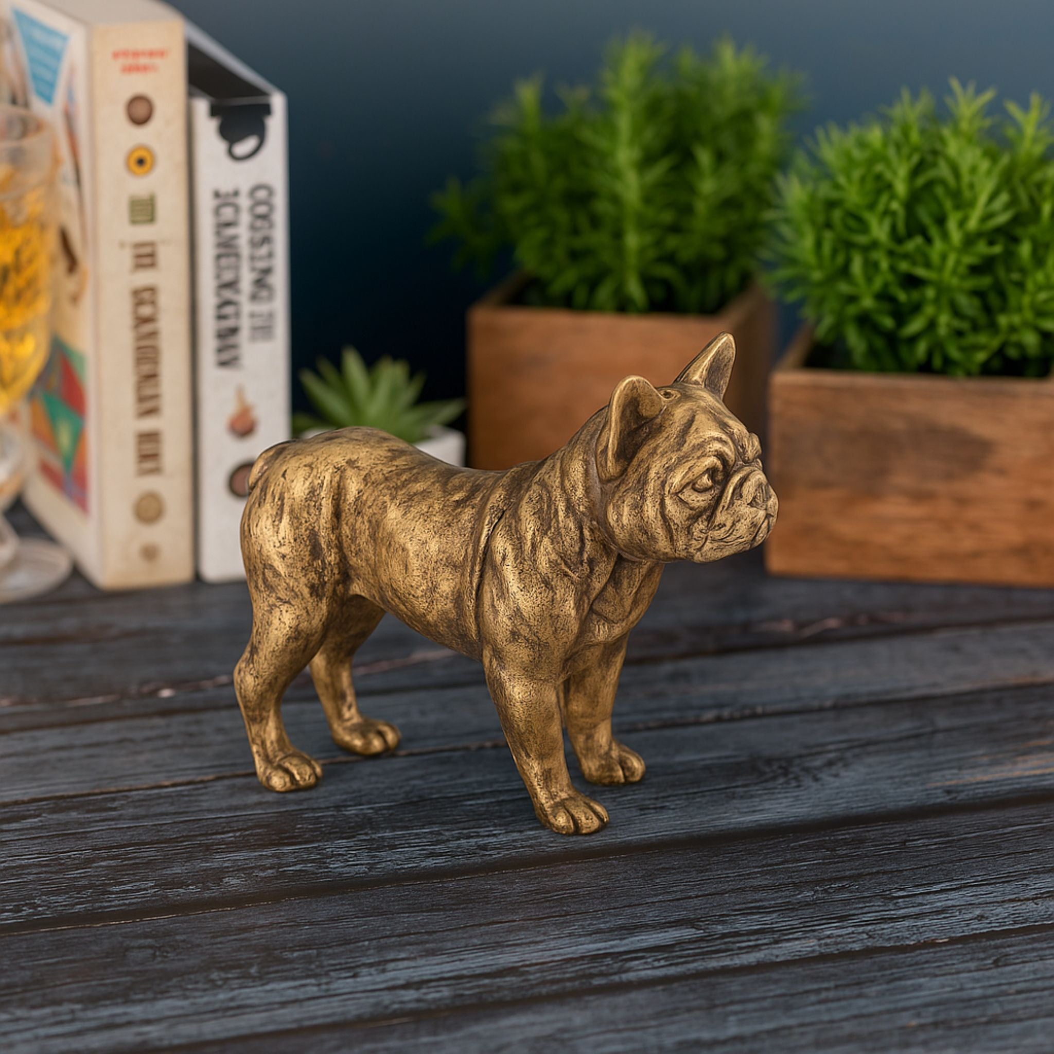 Antique Brass Pug Dog Statue