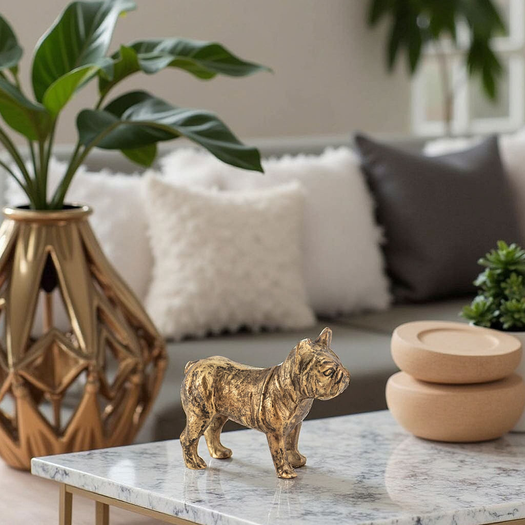 Antique Brass Pug Dog Statue