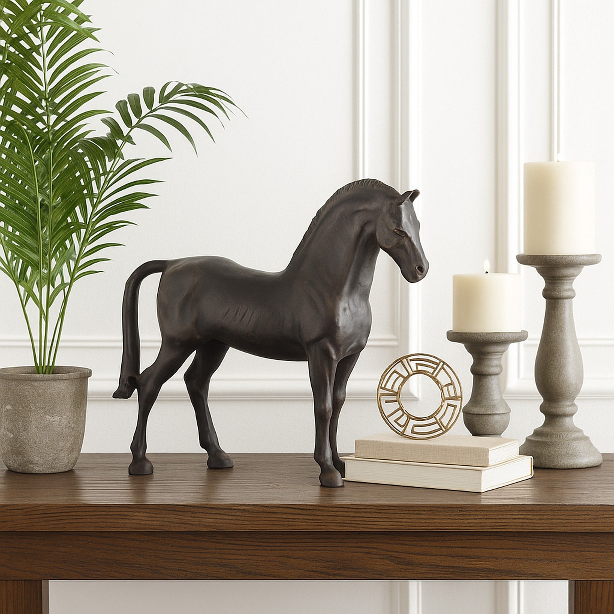 Antique Bronze Thoroughbred Horse Statue