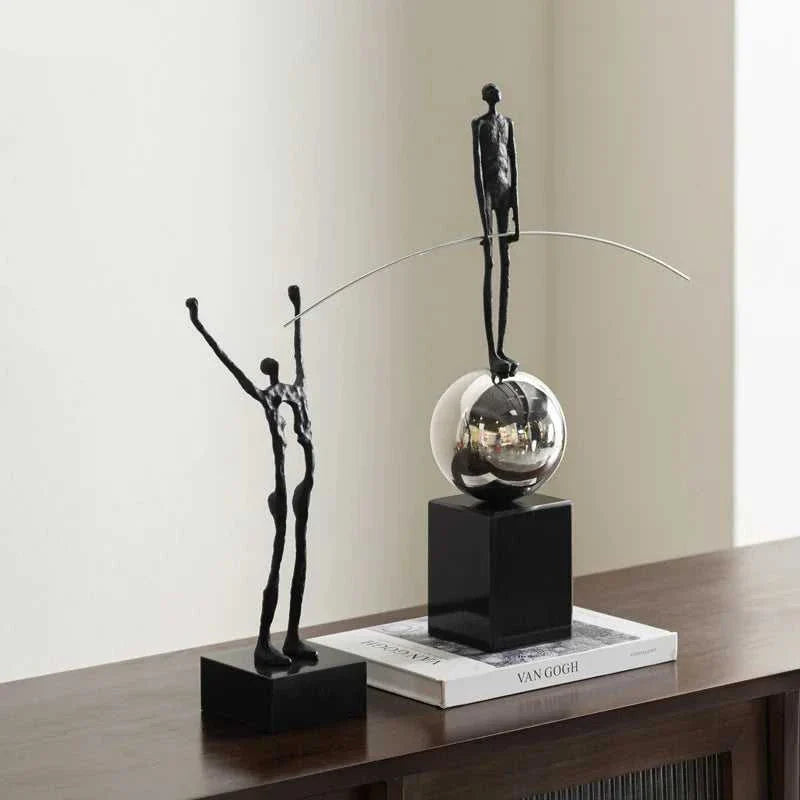 Metal Acrobat Figure Sculpture